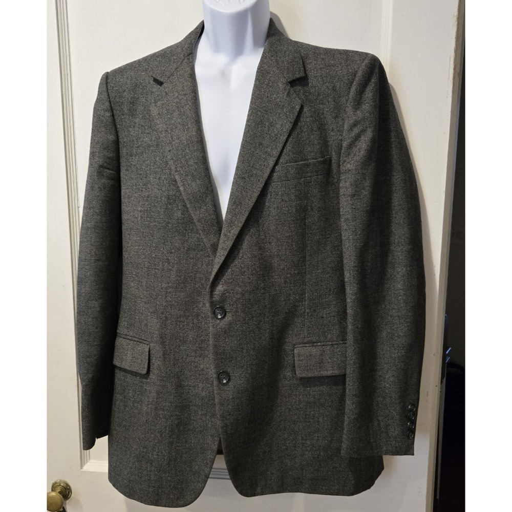 VTG Faberge Men's Single Breasted Gray 100% Pure Wool Tweed Sport‎ Coat 42R